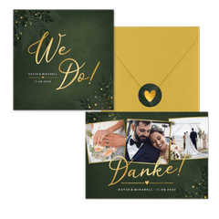 Hochzeit - Dunkelgrün Zweige und Goldsprenkel