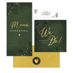 Hochzeit - Dunkelgrün Zweige und Goldsprenkel