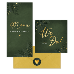 Hochzeit - Dunkelgrün Zweige und Goldsprenkel