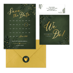 Hochzeit - Dunkelgrün Zweige und Goldsprenkel