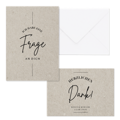 Hochzeitskartenset grauer Karton