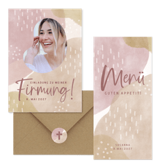 Firmung - Aquarell rosa-braun & Fotos
