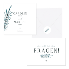 Hochzeitskartenset blaugrüner Zweig