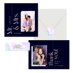 Hochzeitskarten modernes Set mit Holo-Schrift & Mr. & Mrs.