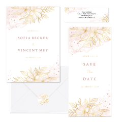 Hochzeit - Goldlook Blumen rosa Aquarell