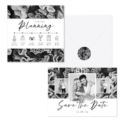 Hochzeitskartenset Korallen in Schwar-Weiß