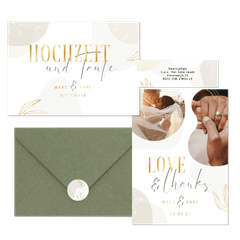 Hochzeitskartenset Boho Formen und Zweige