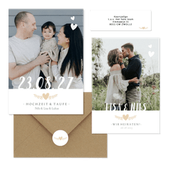 Hochzeitskartenset schlichte Fotoreihe