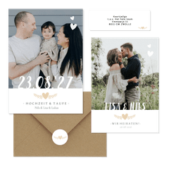 Hochzeitskartenset schlichte Fotoreihe