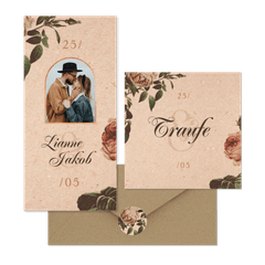 Hochzeitskartenset Vintage Rosen auf Papierstruktur