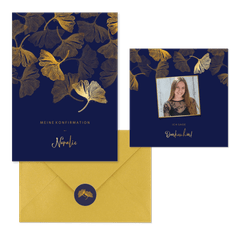 Konfirmation - Gingkoblatt blau