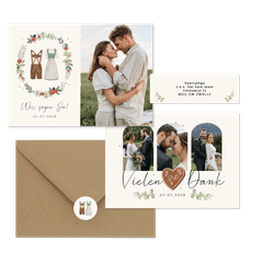 Hochzeitskartenset Dirndl & Lederhose