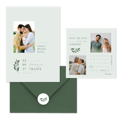 Hochzeitskartenset einfacher grüner Zweig