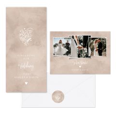 Hochzeitskartenset Altrosa Auqarell