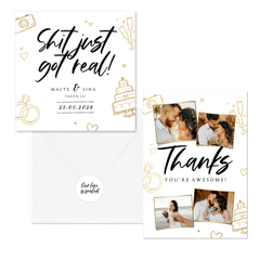 Hochzeitskartenset Doodles mit Sektgläsern