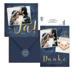 Hochzeitskartenset dunkelblaue Botanik