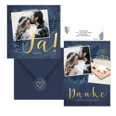 Hochzeitskartenset dunkelblaue Botanik