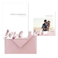 Hochzeitskartenset Love Lettering Aquarell Altrosa