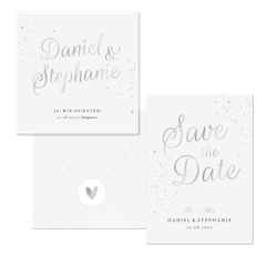 Hochzeitskartenset Silberschrift