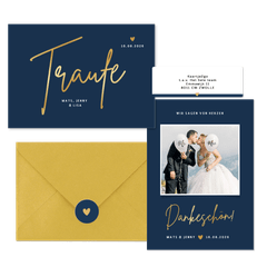 Hochzeitskartenset klassisch in Dunkelblau