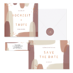 Hochzeitskartenset Kupfer Pinselstriche 