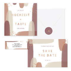 Hochzeitskartenset Kupfer Pinselstriche 