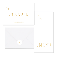 Hochzeitskartenset minimalistisch Goldschrift