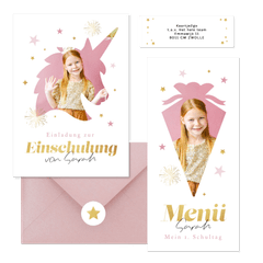 Einschulung - Fotorahmen Einhorn & Schultüte