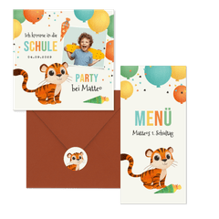 Tiger und bunte Luftballons L
