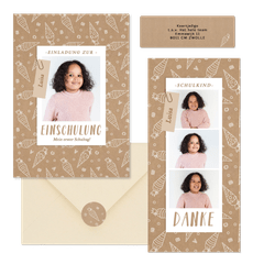 Einschulung - Kraftpapier Schultüten 