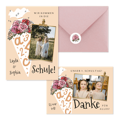 Einschulung - Schultüte mit Blumen