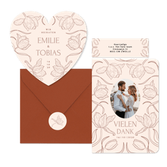 Hochzeit - Tulpen Linienzeichnung auf Beige