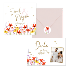 Hochzeitskartenset bunte Blumenwiese
