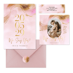 Hochzeitskartenset Bohemian Aquarell in Rosegold 