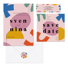 Hochzeitskartenset Modern Art in bunt