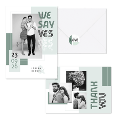 Hochzeitskartenset grafisches Design in Grün