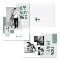 Hochzeitskartenset grafisches Design in Grün