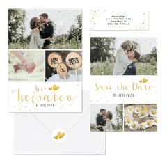 Hochzeitskartenset schlicht goldenes Konfetti 