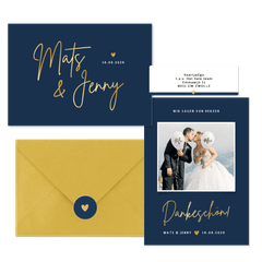 Hochzeitskartenset klassisch in Dunkelblau