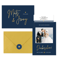 Hochzeitskartenset klassisch in Dunkelblau