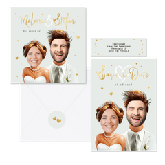 Hochzeitskartenset Lustige Porträts mit eigenen Fotos