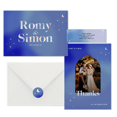 Hochzeitskartenset holografische Sterne 