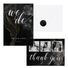 Hochzeitskartenset industriell mit Gold