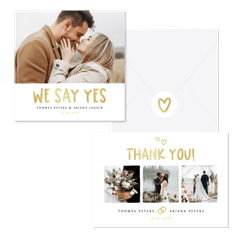 Hochzeitskartenset schlicht Typografie und Doodles