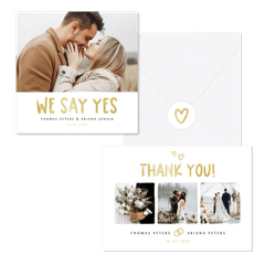 Hochzeitskartenset schlicht Typografie und Doodles