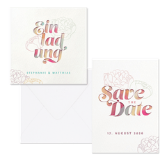 Hochzeitskartenset Bunte Papeterie mit Pfingstrosen