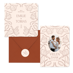 Hochzeit - Tulpen Linienzeichnung auf Beige