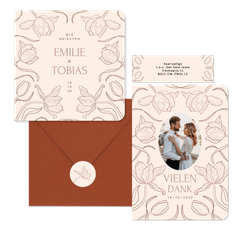 Hochzeit - Tulpen Linienzeichnung auf Beige