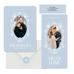 Hochzeit - Winterhochzeit Schneeflocken auf Blau romantische Ornamente