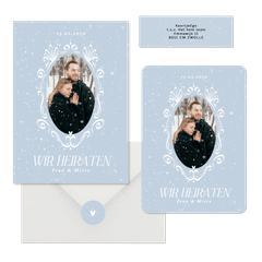 Hochzeit - Winterhochzeit Schneeflocken auf Blau romantische Ornamente